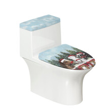 Elastischer Toiletten-Staubschutzbezug mit Weihnachtsmotiv „Kleines Pferd“ und verstellbarem
