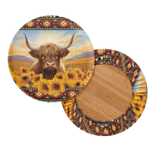 Καλύμματα σκαμπό μπαρ Aztec Tribal Sunflower με επένδυση, στρογγυλά ελαστικά καλύμματα 1