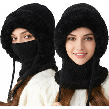3-in-1 muts met sjaal en masker voor dames, winddichte bivakmuts voor buitenactiviteiten