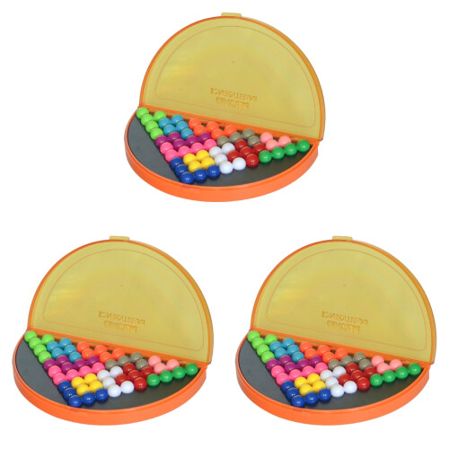 3Sets Pyramid Beads Toy Orange Logical Game for Kids Durable Material