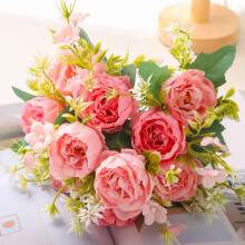Kunstboeket met pioenrozen, geurige handbloem voor bruiloft en huisdecoratie, roze