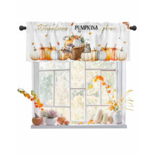 Owl Pumpkin Fall Maple Leaf Window Valance, 60"x18", Rod Pocket, for Kitchen/Living Room/Bathroom – Compatible with Standard Scarf Rods