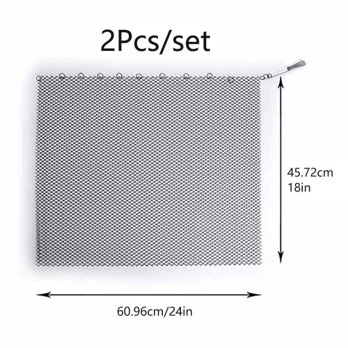 Legend Flame Fireplace Mesh Screen Curtain,2Pcs 24" Wide Panels, Black Matte 1
