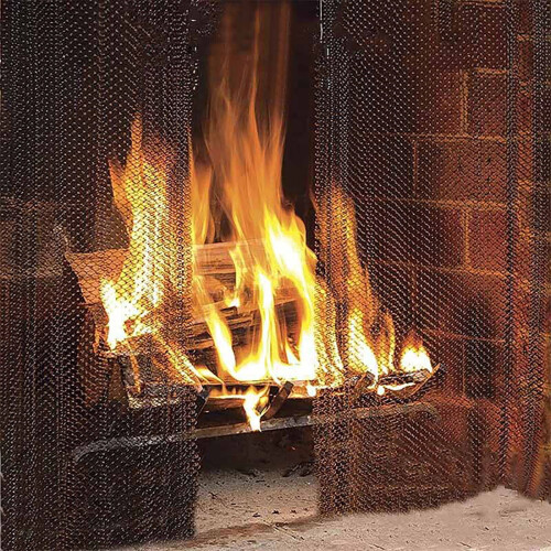 Legend Flame Fireplace Mesh Screen Curtain,2Pcs 24" Wide Panels, Black Matte 2