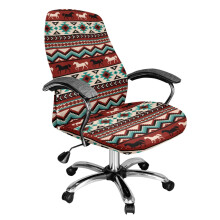 Tribal Horse Pattern Stretchable Office Chair Protector Slipcover, Washable & Dust-Proof, Compatible with Universal Rotating Chairs