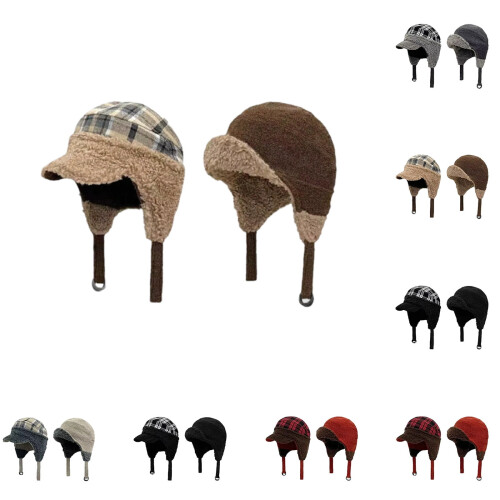 Cappello con paraorecchie e visiera, cappello invernale imbottito e resistente al freddo, cappello da trapper, berretto caldo da esterno per donna