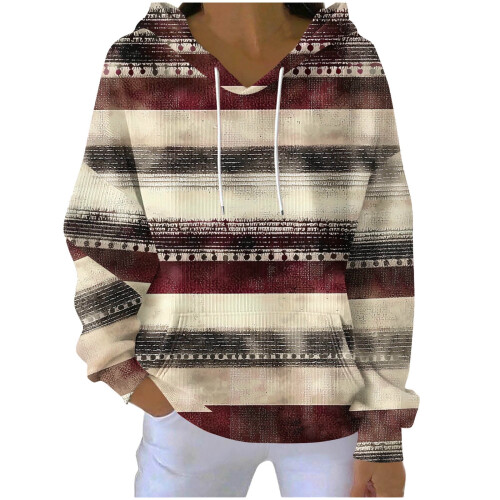 Women's Printed Cotton Hoodie with Pockets and Drawstring 1