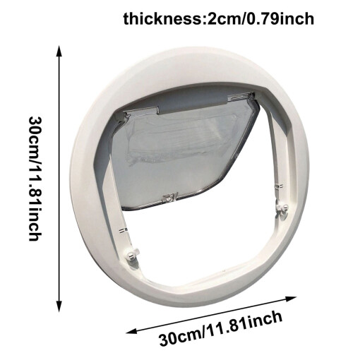 Clear Round Cat Door 11.8 Inch 4-Way Locking 2