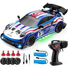 RC Drift Car 1: 24 Scale 30KM/H High Speed 4WD 2.4GHz Racing Sport Toy Car with LED Lights Racing and Drift Wheels