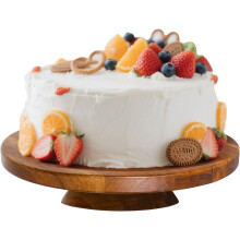 Wood Cake Stand, Acacia Cake Stand for Wedding Birthday, Wooden Serving Platter for Appetizers and Desserts (10 inch)