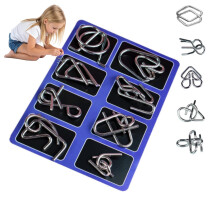 Puzzle Montessori din metal, joc de inteligență din oțel pentru adulți – Provocare pentru petreceri cu husă, compatibil cu învățarea