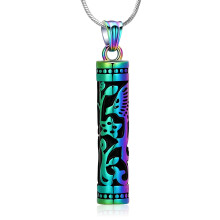 Hummingbird Cremation Jewelry for Ashes Cylinder Flower Urn Necklace for Ashes Memorial Urn Locket for Human / Pet