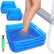 2 Pack Inflatable Foot Bath Basin, 13x13x5.5", Portable Pool Foot Wash for Above Ground Pools & Ladders