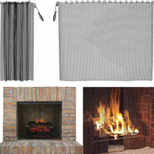 Legend Flame Fireplace Mesh Screen Curtain,2Pcs 24" Wide Panels, Black Matte