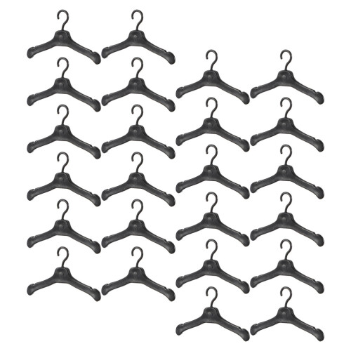 300Pcs Black Plastic Doll Clothes Hangers Mini Rack for Doll Wardrobe 2