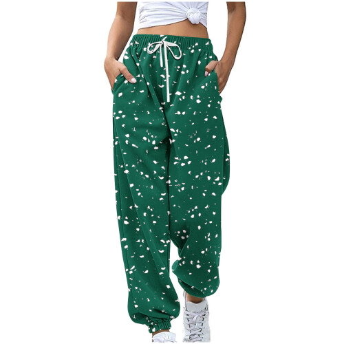 Women's Printed Drawstring Jogger Pants Color Blocked 1