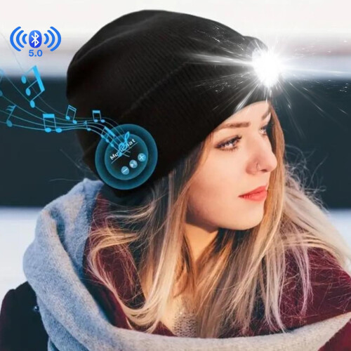Ανδρικό σκουφάκι Bluetooth με φως και στερεοφωνικά ηχεία – Επαναφορτιζόμενο μέσω USB, 1