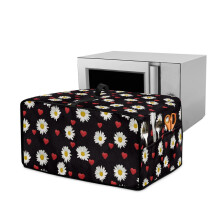 Linen-Look Polyester Toaster Oven Cover, Stain Resistant, 20.5"x16.5"x10", Daisy Love Heart Black – Compatible with Standard Toaster Ovens