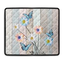 Butterfly Daisy Wood Grain Washer Dryer Cover Pad, Stain Resistant, Top Loader Compatible, 24" x 19.7"
