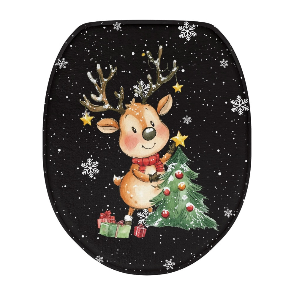 Christmas Tree Toilet Lids Covers Deer Decorative Toilet Seat Covers Lids Snowflake One Piece Toilet Lid Cover Toilet Seat Cover Protector Universal 9482726258728