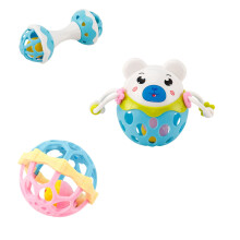 3pcs Baby Rattles, BPA-Free Silicone Teething Toys, Montessori Sensory Toys for 0-12M, Easy-Grasp Infant Rattles Compatible with Early Learning