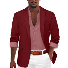 Patch Pocket Men's Dress Jacket Blazer Men's Button Notch Lapel Solid Color Suit Jacket for Autumn Winter Formal and Business Occasions
