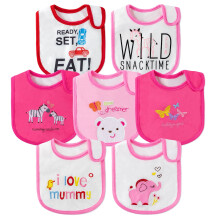 Snap Bib Waterproof Bib for Infants, 19x31cm Adjustable Polyester-Cotton Snap Bib Birthday Gift for Toddlers, 7 Pieces