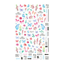Floral Stickers Black Blue Flower Manicure Decoration