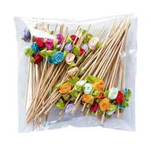 100Pcs Valentine's Day Bamboo Cocktail Picks – Disposable Food Skewers for Appetizers, Fruit, Party & Wedding Decor (Compatible with standard