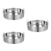 3Pcs Stainless Steel Food Steamer with Handles for Kitchen Use