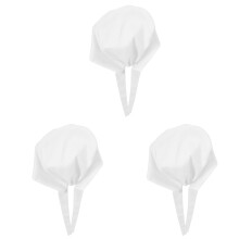 3Pcs White Cotton Nurse Cap Doctor Hat Breathable and Sweat-Absorbing