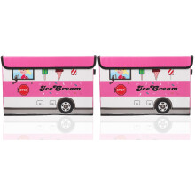 2Pcs Pink Cartoon Storage Boxes Cloth Material for Outdoor Use