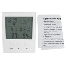 Termometru digital cu afișaj LED pentru interior și exterior, higometru, alarmă de umiditate, monitor de temperatură cu senzor extern, prognoză