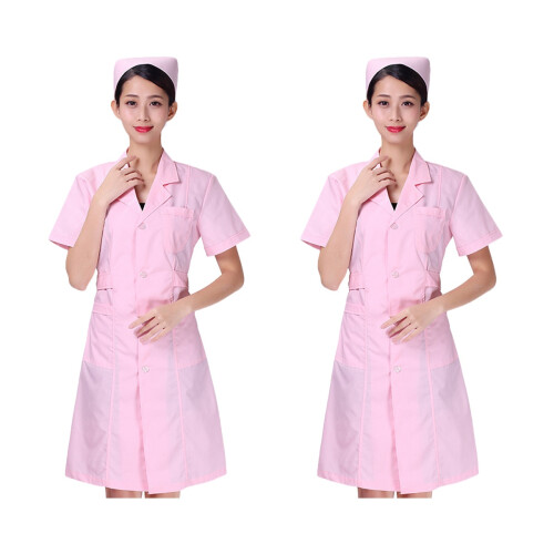 2Pièces Blouse Rose Courte Blouse Travail Hôpital