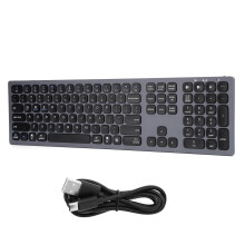 Responsive Scissor Switch Wireless Keyboard With Numeric Keypad, Bluetooth3Device Sync Aluminum Alloy Housing Usb C Rechargeable Slim Typing