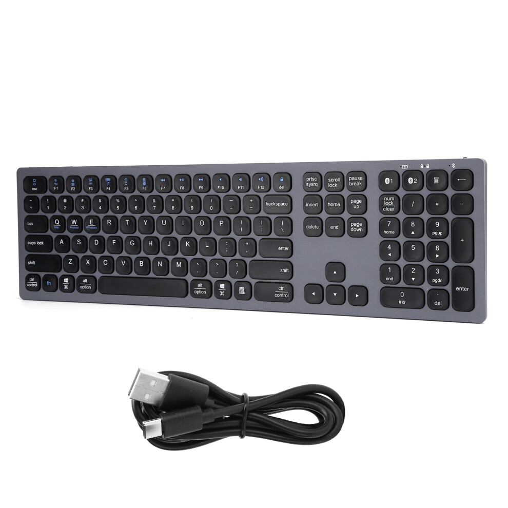 Responsive Scissor Switch Wireless Keyboard With Numeric Keypad, Bluetooth3device Sync Aluminum Alloy Housing Usb C Rechargeable Slim Typing 9448483741613