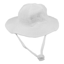 Cotton Baby Wide Brim Bucket Hat White Adjustable Sun Protection