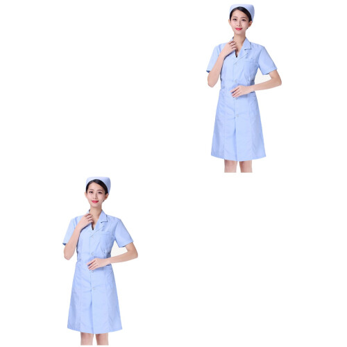 2Pcs Blue and Clinic Uniform Slim Fit Work Coat 2
