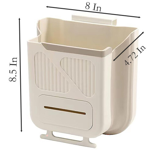 Lixeira dobrável para pendurar, em plástico branco, 21,6 x 20,3 x 12 cm (8,5 x 8 x 4,72 polegadas). 1