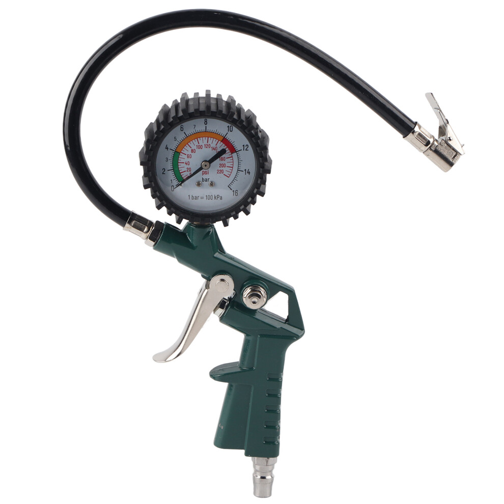 Pistol Grip Tire Inflator With Pressure Gauge Universal Tire Inflator For Wide Range Of Applications Durable Aluminum Alloy Accurate Measurement For 9448483743778