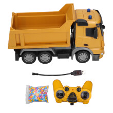 Brinquedo de construção infantil em metal com controle remoto, luzes divertidas e guindaste retrátil para estimular o desenvolvimento cognitivo.