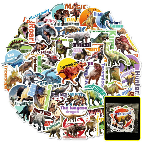 Dinosaur Stickers Pack - Realistic Jurassic Cartoon Design, 1