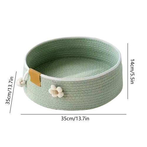 Round Cotton Rope Cat Bed Basket Medium Warm Eco-Friendly 1