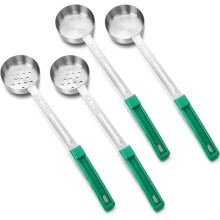 4 Pcs Portion Control Spoons (Green, 4oz) – Slotted & Unslotted Scoops for Weight Loss, Food Measuring, Proportion Management