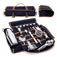 Ideal Gift for New Bartenders | Pro Cocktail Shaker Bar Set with Portable Travel Bag | For Home, Parties & Camping (Excluding Tools)