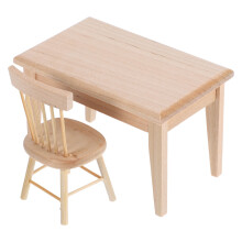 2-Piece Miniature Wooden Table Furniture Set Perfect for Dollhouse Decor and Accessories