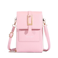 Monedero para mujer con pantalla táctil – Mini bolso bandolera de piel con ventana transparente, ranuras para tarjetas y correa – Compatible con