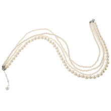 ibasenice Mehrreihiger Perlenchoker für Damen im Vintage-Stil, mehrsträngig, aus Kunstperlen, 1 Set, Kunststoffschmuck für Partys