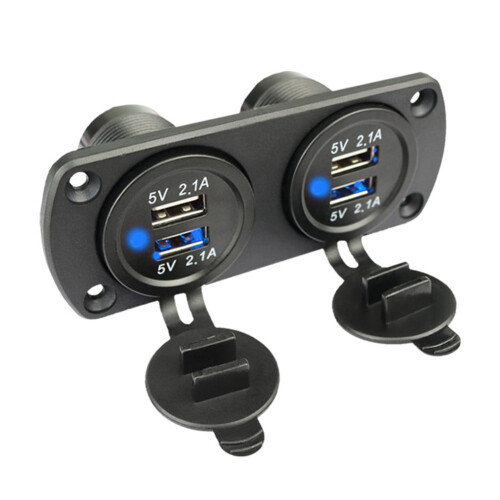Dual USB 4-Port Power Socket Flush Mount 12V 24V