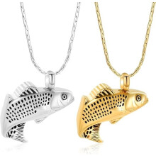 Gioielli commemorativi a forma di pesce per ceneri, collana ricordo in acciaio inossidabile per ceneri, ciondolo a urna per donna e uomo